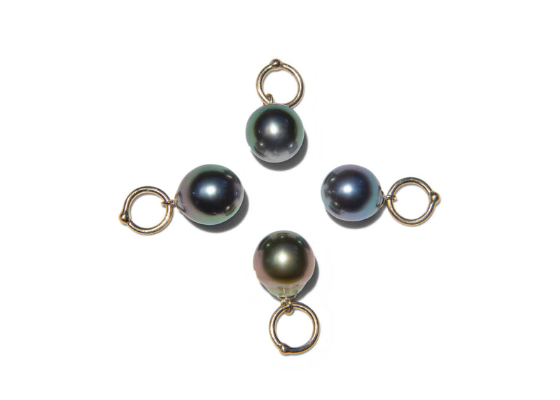 multicolor tahitian pearl charms with gold loops