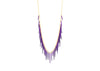 14k gold urchin fringe style necklace with purple powder coated spikes