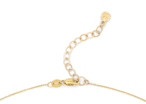 14k gold lobster clasp with extension chain and logo tag
