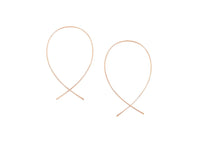 solid 14k rose gold wire threader fish earrings