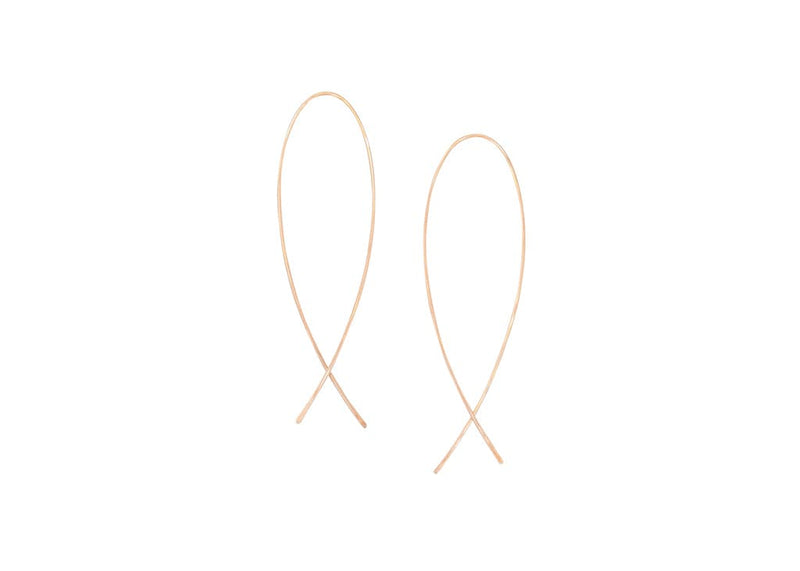 solid gold wire threader minnow earrings