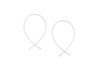 solid 14k white gold wire threader fish earrings