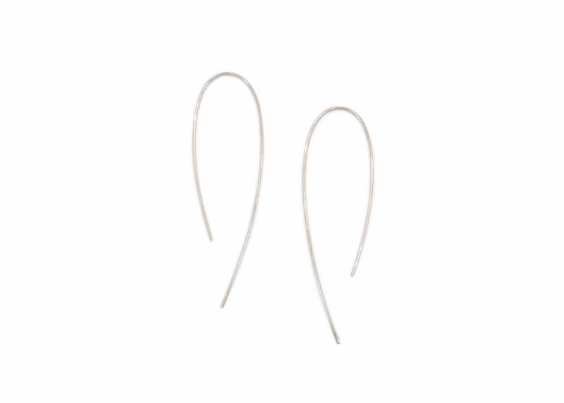 14k white gold threader hook earrings