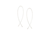 solid 14k white gold minnow wire threader earrings