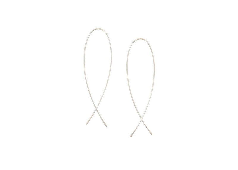 solid 14k white gold minnow wire threader earrings