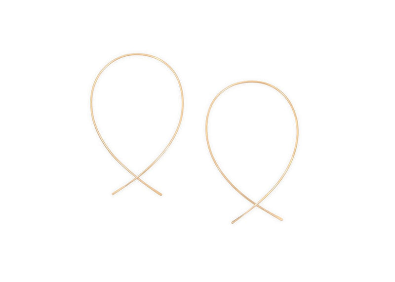 solid 14k gold wire threader fish earrings