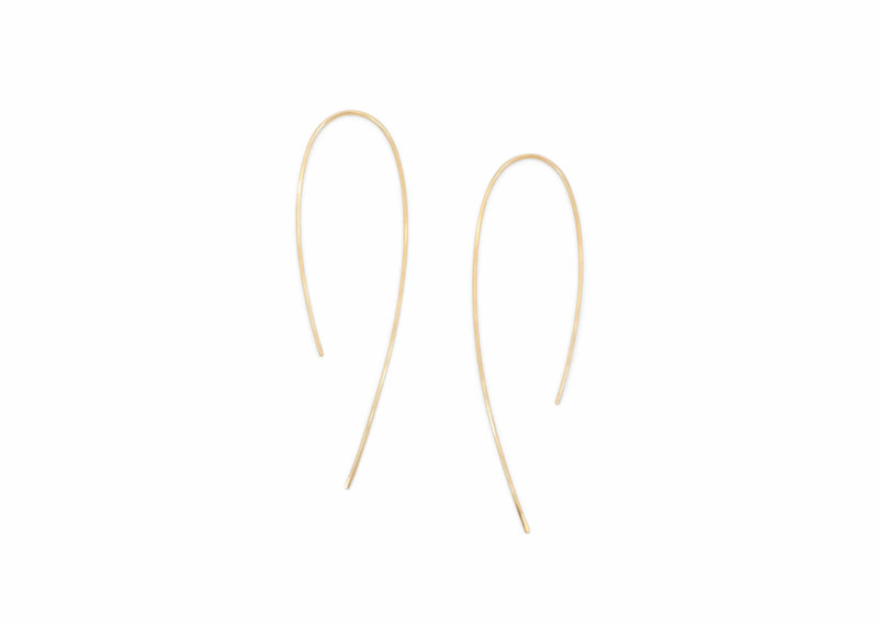 14k gold threader hook earrings