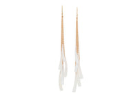 yellow gold dangle earrings with white dentalium tusk shells