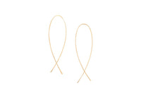 solid 14k yellow gold wire minnow threader earrings