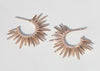 spiky 14k rose gold earrings with pave set diamonds