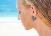 hawaii sea urchin earrings on model