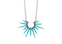 teal powder coated sea urchin spine necklace hawaii