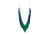 iridescent green scarab beetle wing fringe necklace