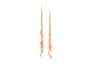 handmade pink coral dangly earrings