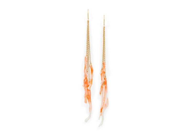 handmade pink coral dangly earrings