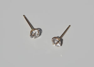 14k gold claw set clear Herkimer diamond post earrings