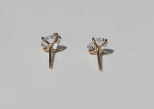 back view of Herkimer diamond post earrings