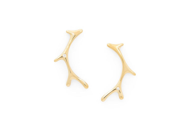 seaweed inspired 14k gold vermeil and diamonds hawaiian limu earrings