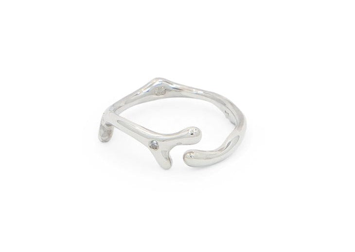 sterling silver diamond limu seaweed ring