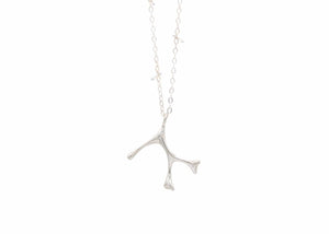 sterling silver limu seaweed coral Necklace with diamonds and barbell details in chain