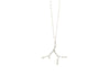 sterling silver seaweed necklace with diamonds on chain with barbell details