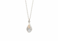 faceted silver teardrop pendant on chain