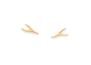 14k gold seaweed stud earrings