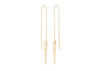 gold chain threader earrings with long thin twisted shell spine dangle