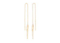 gold chain threader earrings with long thin twisted shell spine dangle