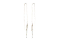 silver chain threader earrings with long thin twisted shell spine dangle