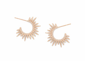 spiky rose gold huggie earrings with diamonds