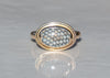 14k gold ring with snakeskin agate wrasse fish fossil