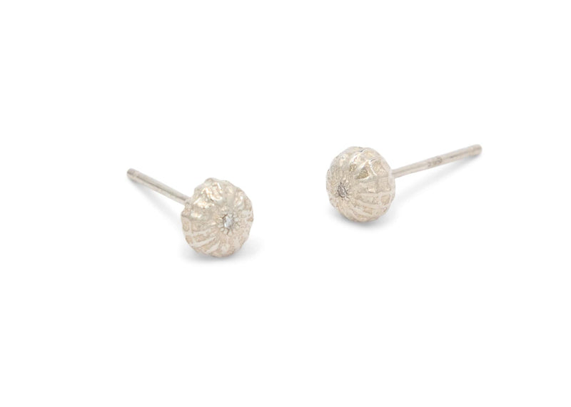 sterling silver seed earrings with diamonds