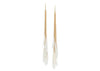 yellow gold dangly chain earrings with white dentalium tusk shells