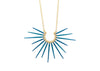 blue spiky necklace with gold chain