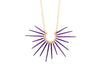 ocean inspired sea urchin necklace with purple spikes and gold chain