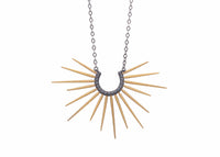 necklace with black chain and gold spikes