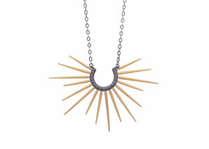 necklace with black chain and gold spikes