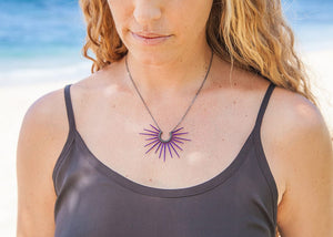 purple sea urchin spine necklace