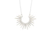 spiky white gold horseshoe shaped pendant with white diamonds