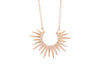 spiky 14k rose gold urchin necklace with pave set diamonds