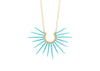sea urchin inspired necklace with gold chain and blue powder coated spikes