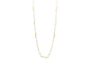 hammered 14k gold wave necklace with wire wrapped blue gemstones