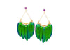 14k gold green scarab beetle wing chandelier earrings with amethyst 