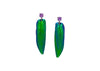 oxidized sterling silver green scarab beetle wing earrings with amethyst 