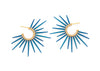 gold sea urchin earrings with blue powder coated spikes