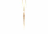 large solid gold urchin spine necklace with single diamond