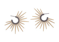 oxidized silver hoop earrings with gold powder coated spikes