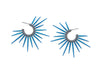 oxidized silver hoop earrings with blue powder coated spikes