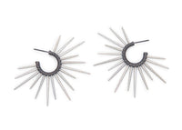 oxidized silver hoop earrings with sparkly silver powder coated spikes